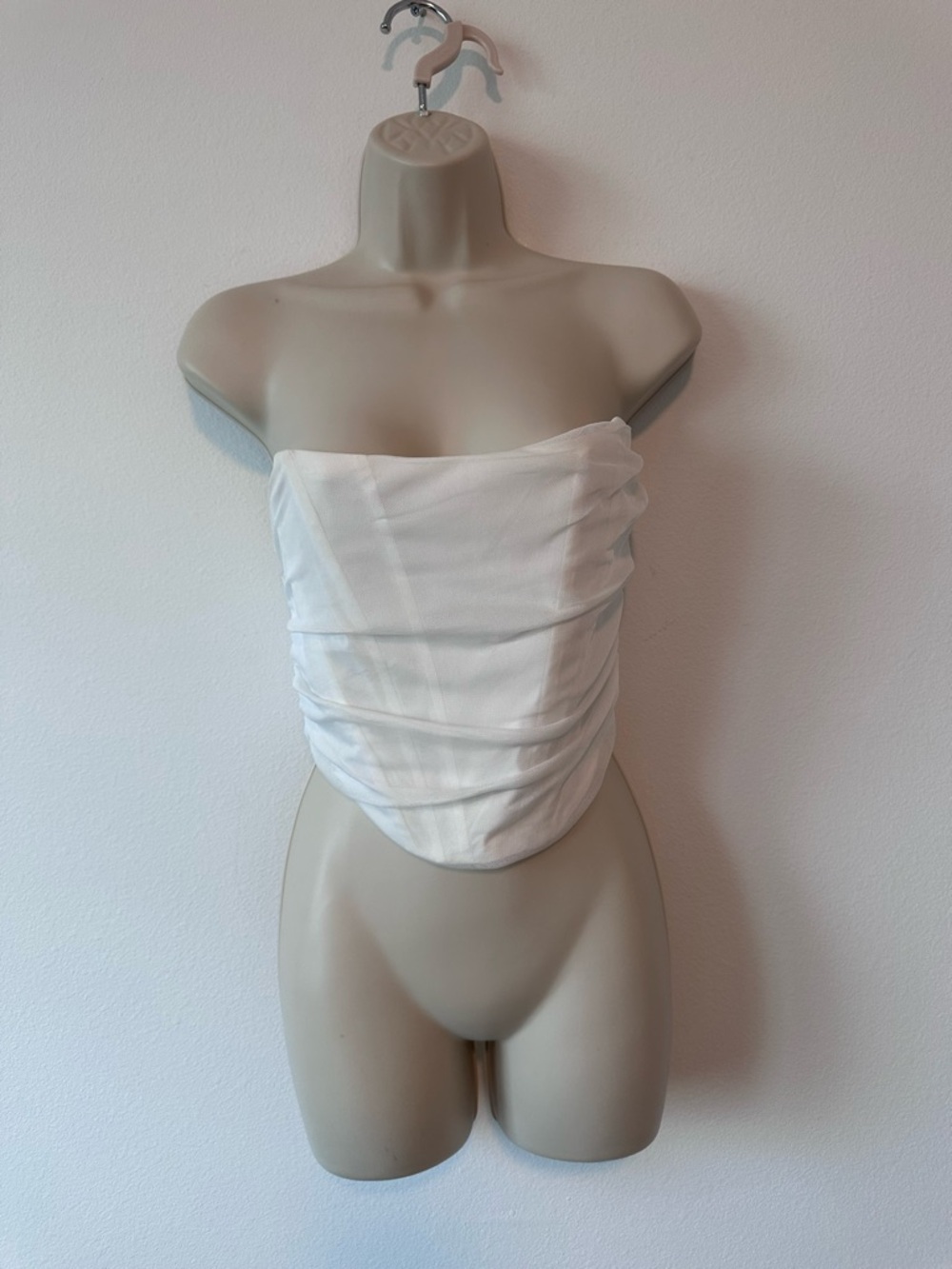 White Strapless Ruched Tube Top